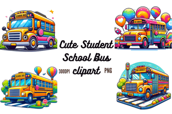 Cute Student School Bus Clipart: A Vibrant Addition to Your Creative Projects