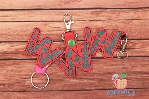 Letters W Keyfob Keychain ITH Embroidery Design
